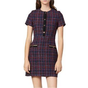 Sandro Red and Blue Tweed Mini Dress